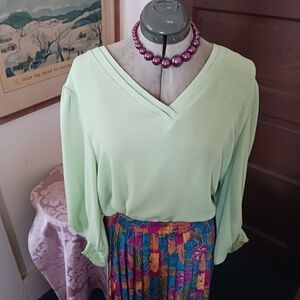 NWOT Worthington Light Green Blouse, Size XXL, Polyester